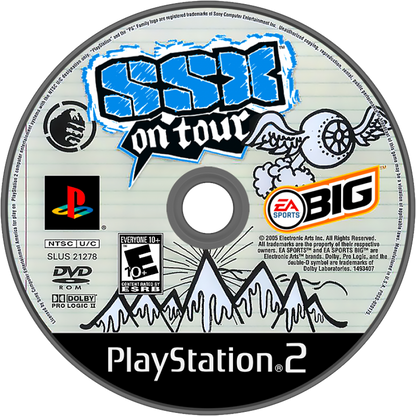 SSX On Tour retro PlayStation 2 video game featuring arcade snowboarding, downhill skiing, trick competitions and extreme sports multiplayer disc