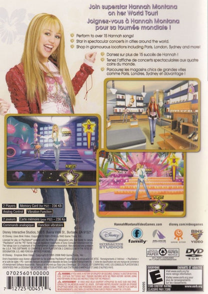 Disney Hannah Montana: Spotlight World Tour back cover art for Playstation 2 video game
