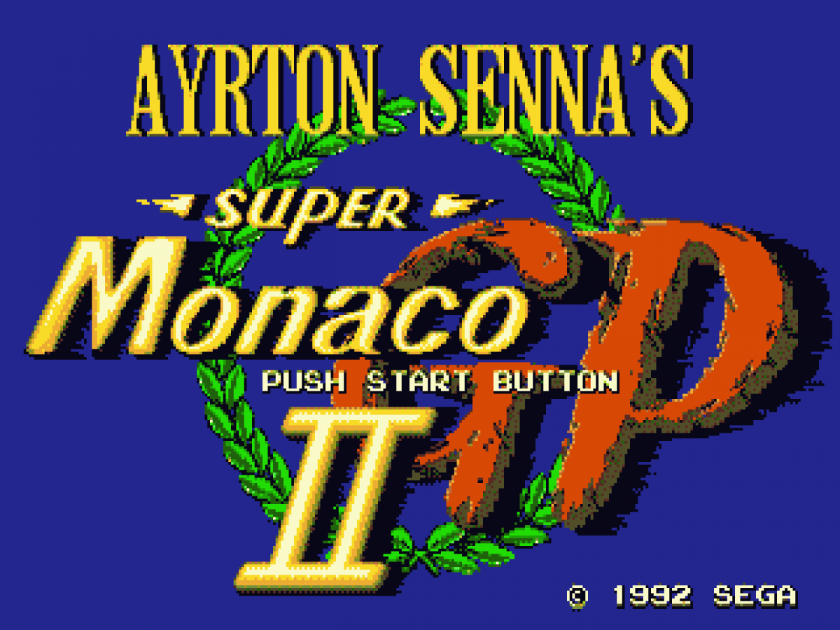 Super Monaco GP II Sega Genesis retro video game racing simulation title screen (1992)