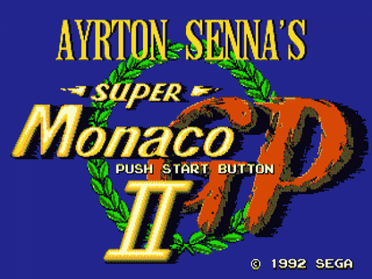 Super Monaco GP II Sega Genesis retro video game racing simulation title screen (1992)