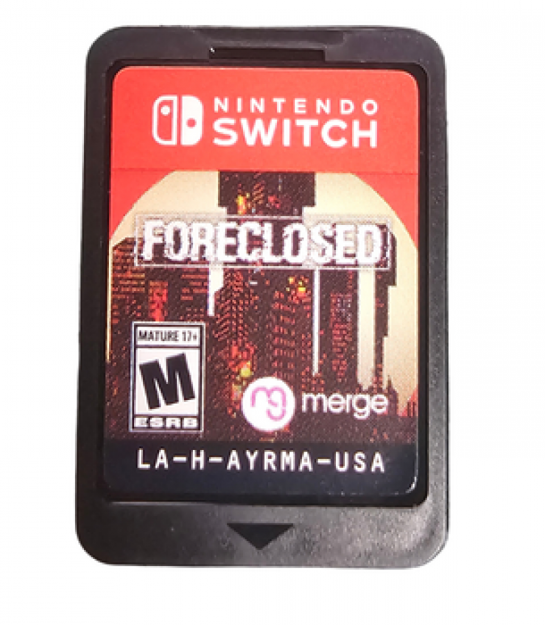 Foreclosed Nintendo Switch NS for action adventure video game fans featuring cyberpunk storytelling comic book inspired visuals twin stick shooting futuristic environments weapon upgrades hacking abilities stealth gameplay and immersive sci fi action collectible gaming appeal cartridge