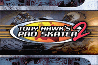 Tony Hawk's Pro Skater 2 game for the Game Boy Advance featuring skateboarding gameplay with isometric perspective trick combos career mode objectives and multiple skaters across condensed versions of classic levels adapted from the console release title screen