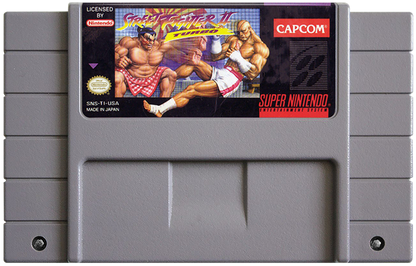 Street Fighter II Turbo for Super Nintendo fighting game featuring fast paced arcade battles classic Capcom characters versus mode special moves and competitive gameplay cartridge