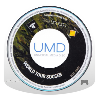 World Tour Soccer PlayStation Portable PSP for soccer sports video game fans featuring international football matches national teams realistic passing shooting dribbling tackling tournament modes player management and competitive multiplayer gameplay collectible gaming appeal UMD