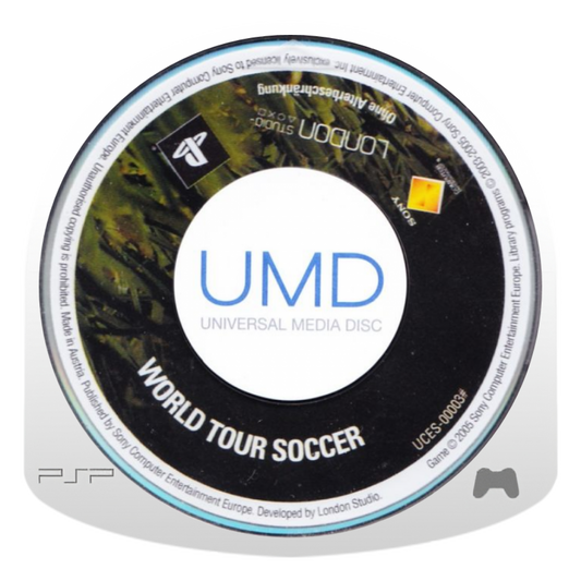 World Tour Soccer PlayStation Portable PSP for soccer sports video game fans featuring international football matches national teams realistic passing shooting dribbling tackling tournament modes player management and competitive multiplayer gameplay collectible gaming appeal UMD
