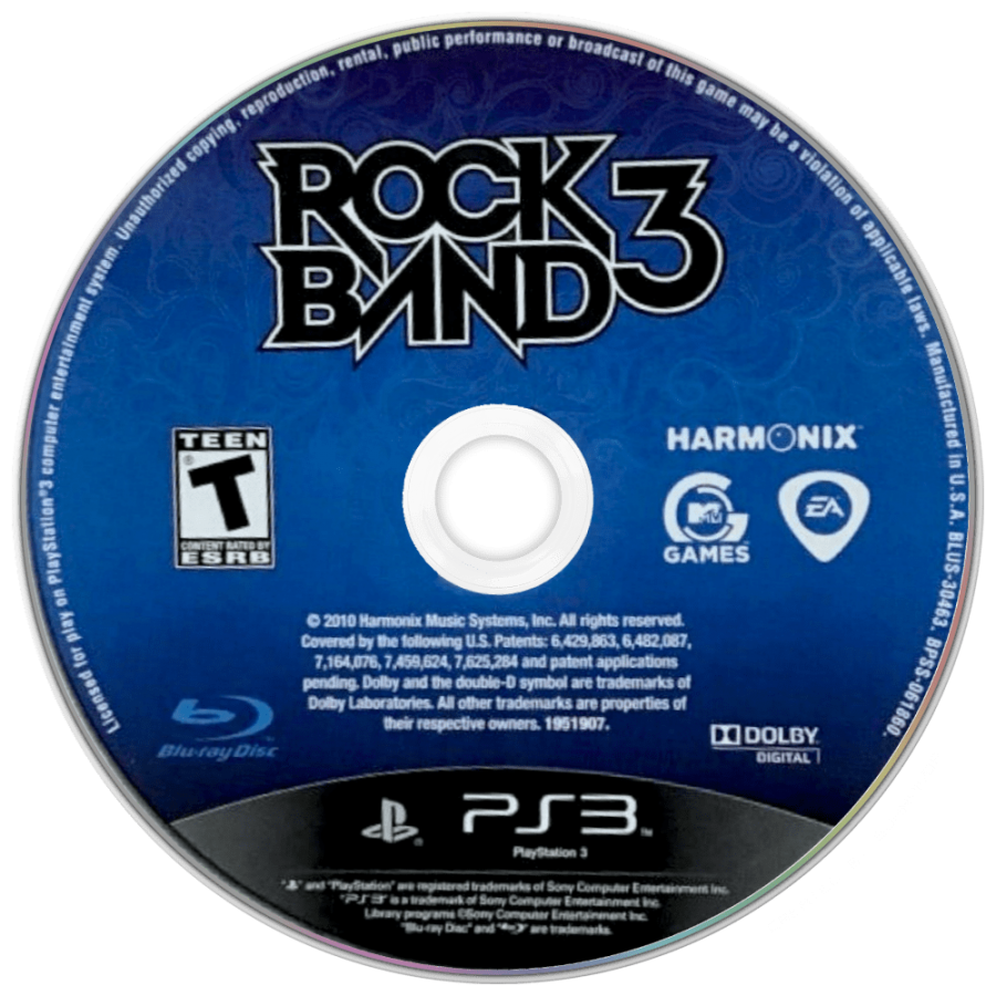 Rock Band 3 disc for PlayStation 3 (PS3) video game