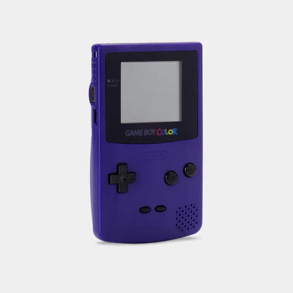Nintendo Game Boy Color Grape console purple handheld gaming system retro portable console GBC hardware classic Nintendo handheld battery powered cartridge based gaming device vintage gaming system view of screen
