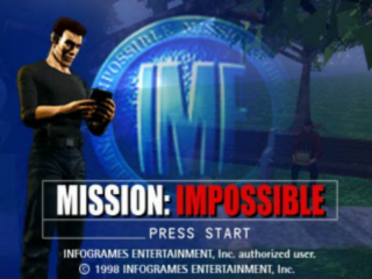 Mission: Impossible PlayStation 1 PS1 for action adventure stealth retro video game fans featuring espionage missions covert operations stealth gameplay gadget based puzzles secret agent action cinematic thrills collectible gaming appeal title screen