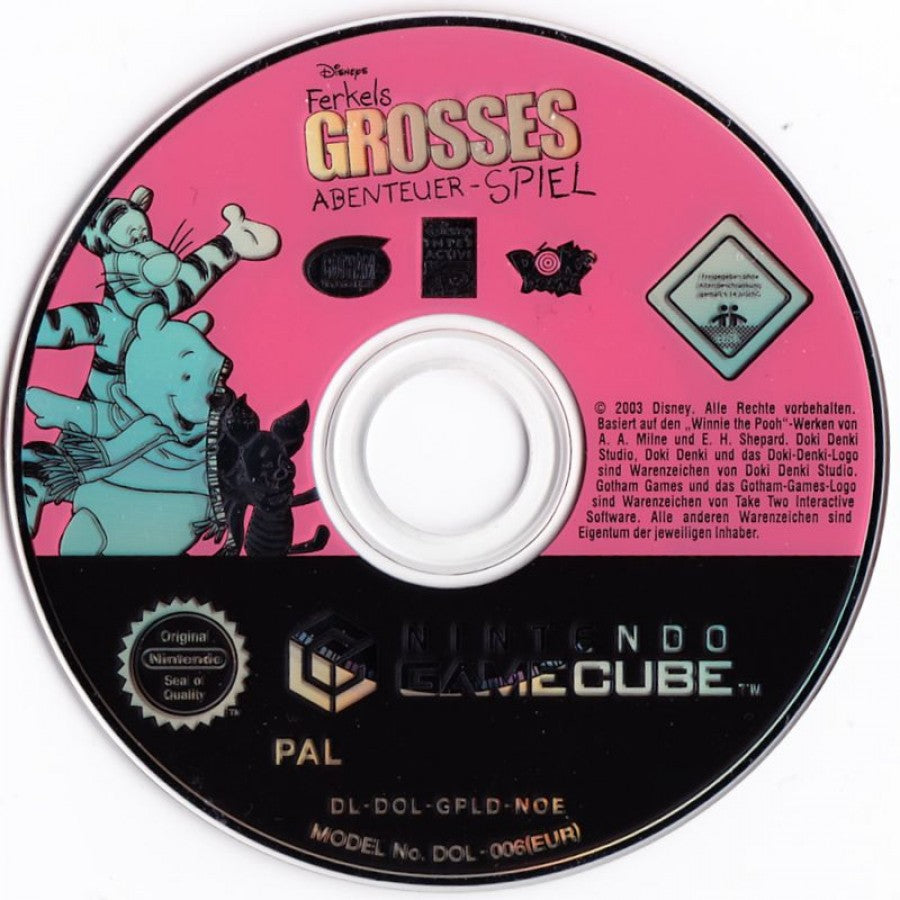 Piglet's BIG Game disc for Nintendo GameCube (GC) children's adventure video game