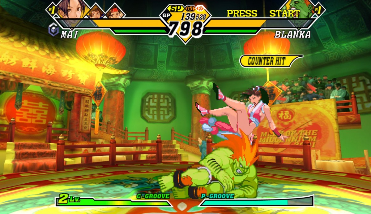 Capcom vs. SNK 2 for PlayStation 2 with crossover 2D fighting arcade theme gameplay