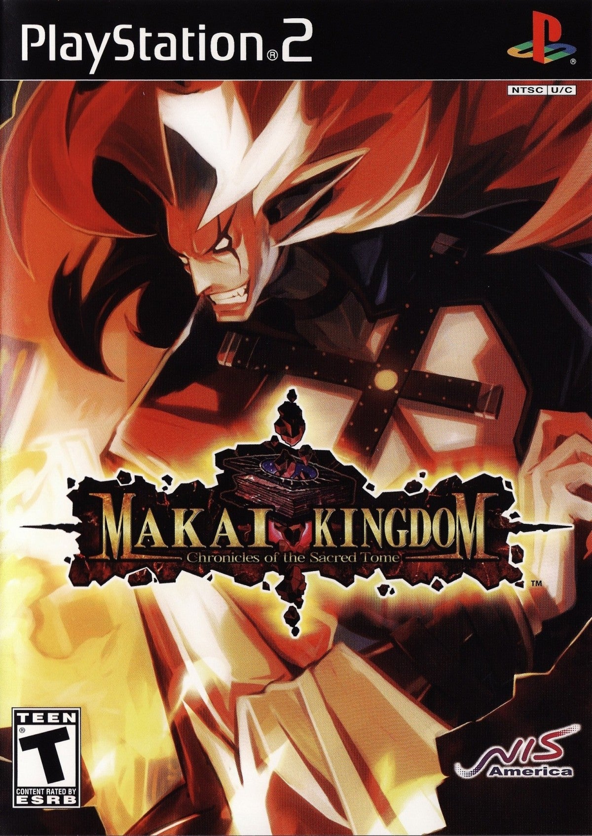 Makai Kingdom Chronicles of the Sacred Tome game for the PlayStation 2 featuring tactical RPG gameplay with grid free movement humorous storylines character customization and strategic battles in a colorful Netherworld setting cover art