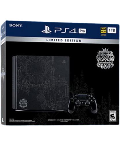 Limited edition PlayStation 4 Pro console themed after Kingdom Hearts III with 1TB storage and custom black and gold design for fans and collectors