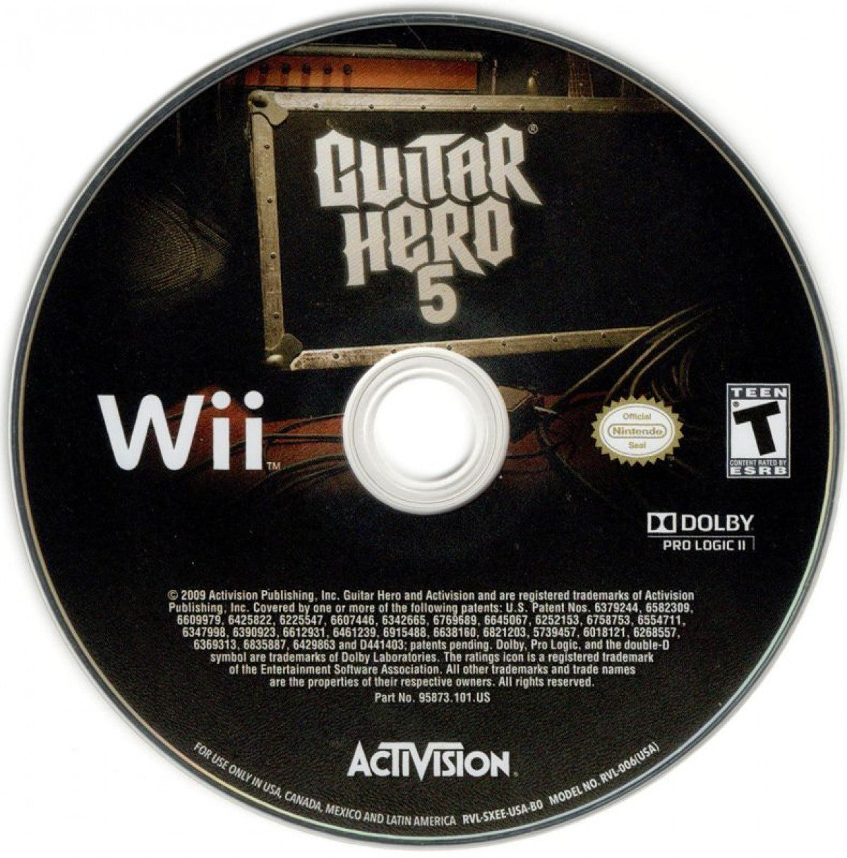 Guitar Hero 5 disc cover art for Nintendo Wii (Wii) music video game.