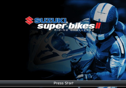 Suzuki Super-Bikes II: Riding Challenge – PlayStation 2 (PS2) video game title screen, motorcycle racing simulation.