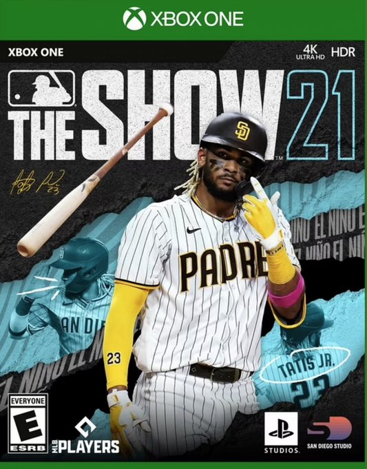 MLB The Show 21 for Xbox One, cover image for a baseball sports simulation video game