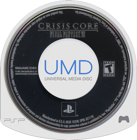 Final Fantasy VII: Crisis Core disc for PlayStation Portable (PSP) action RPG video game