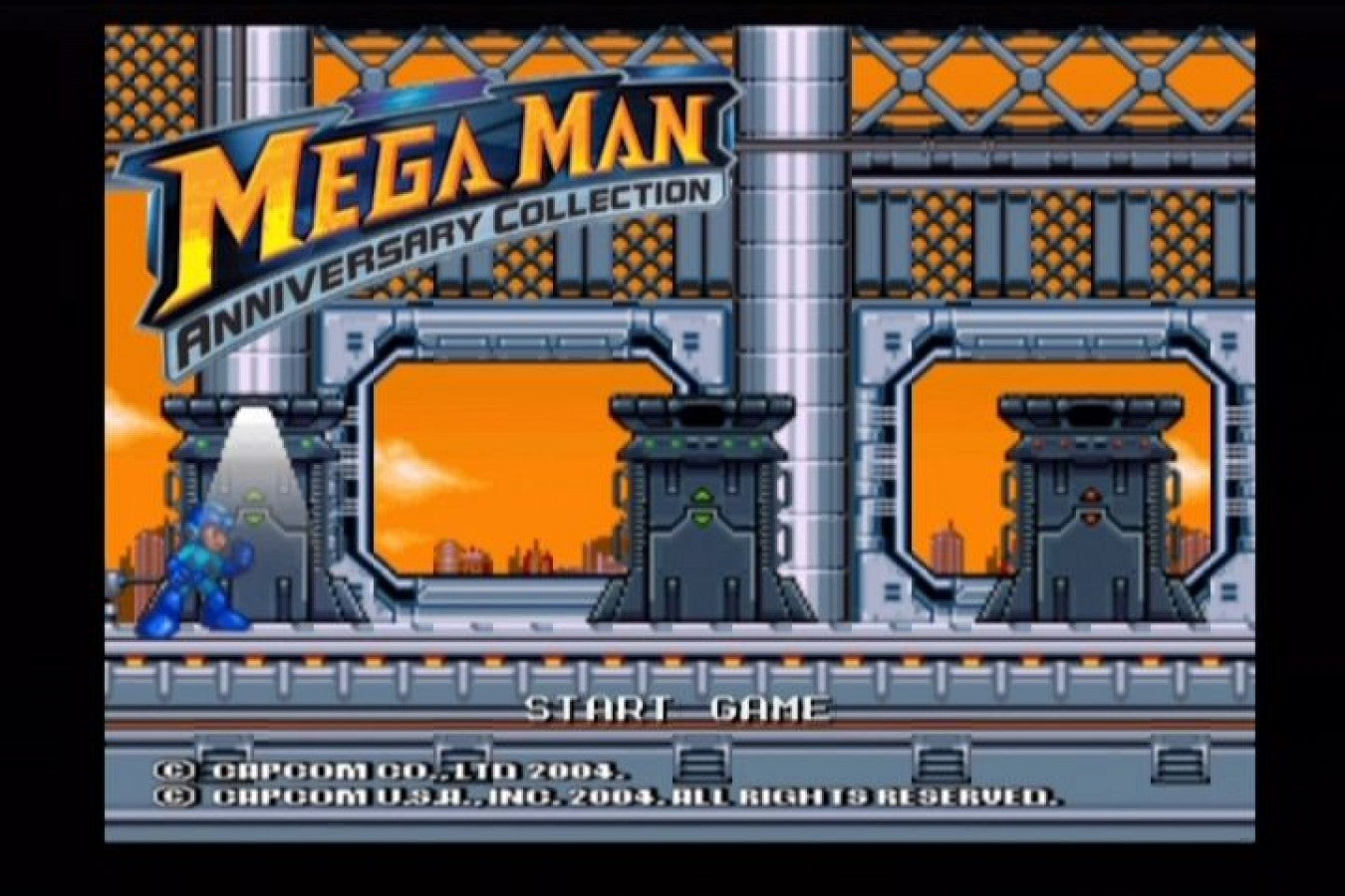 Mega Man Anniversary Collection GameCube classic compilation featuring multiple Mega Man games with retro platforming action and bonus content main menu