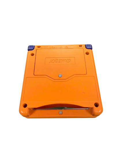 Game Boy Advance SP Naruto custom shell handheld gaming system featuring a custom Naruto themed shell design with a frontlit screen clamshell design rechargeable battery and compatibility with Game Boy Advance and Game Boy Color games