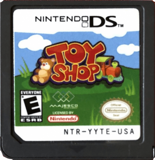 Toy Shop Nintendo DS game featuring shop simulation gameplay with toy crafting inventory management and business building mechanics in a casual family friendly setting cartridge 