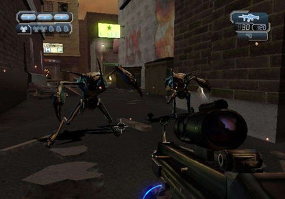 The Conduit gameplay for Nintendo Wii game featuring first-person shooter action and sci-fi conspiracy gameplay