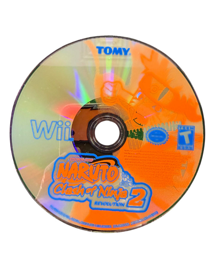 Naruto Clash of Ninja Revolution 2 Wii game featuring fast-paced anime fighting action, motion-enhanced controls, and characters from the Naruto Shippuden series disc