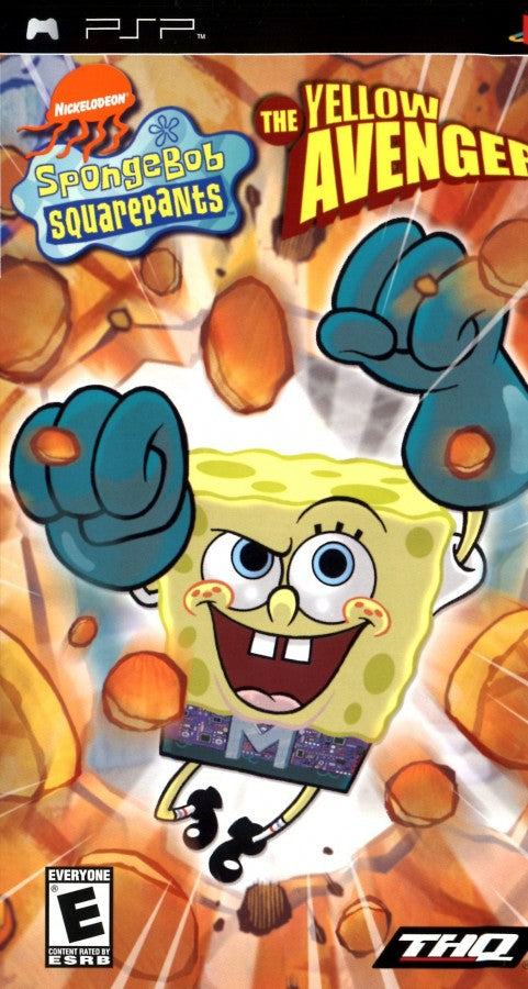 SpongeBob SquarePants: The Yellow Avenger cover art for PlayStation Portable (PSP) action-adventure game