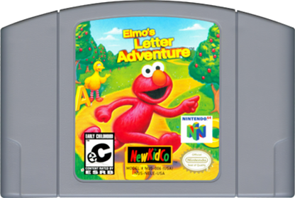 Elmo's Letter Adventure for Nintendo 64 educational platformer game featuring Sesame Street characters letter learning phonics activities children family gameplay cartridge