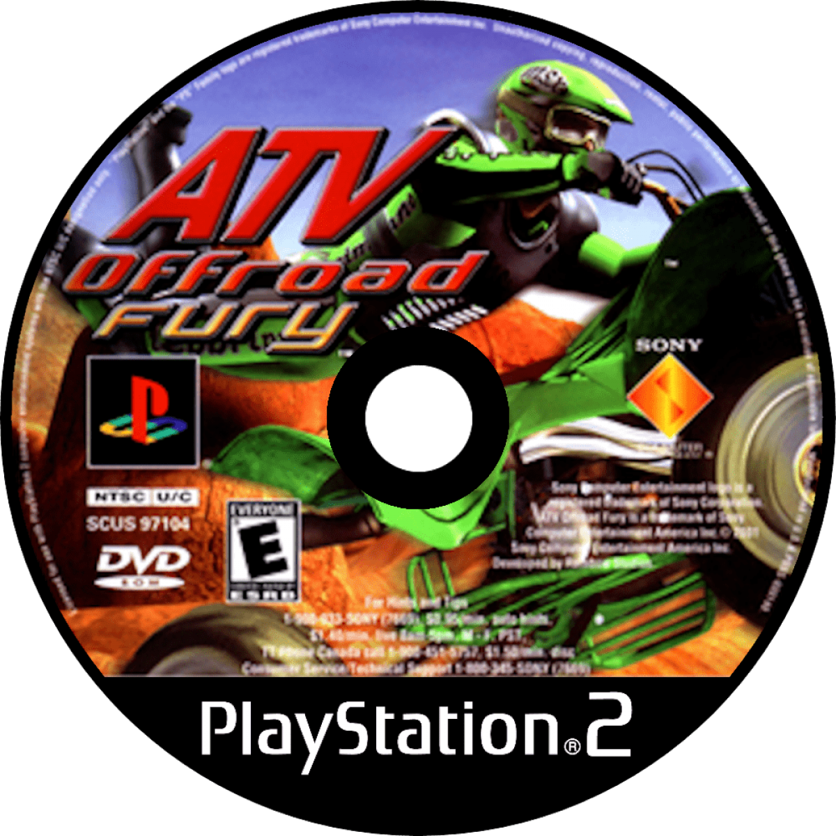 ATV Offroad Fury off road racing video game featuring high speed ATV competitions open outdoor tracks stunt based gameplay and classic PlayStation extreme sports racing experience disc