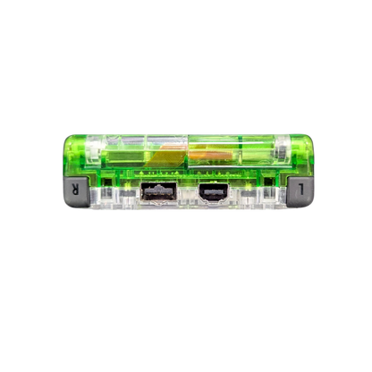 Game Boy Advance SP (GBA SP) [Custom Green Shell & IPS Screen Mod] at Gamers INC, featuring a vibrant, high-definition backlit IPS display for superior clarity and brightness, housed in a custom-built green shell with a modern aesthetic, offering a premium handheld experience for playing your entire library of classic GBA, GBC, and GB games on an upgraded system back ports