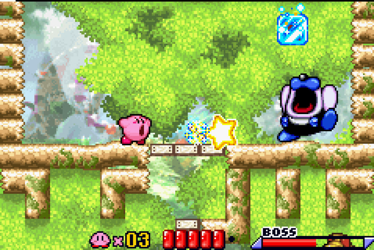 Kirby: Nightmare in Dreamland gameplay for Game Boy Advance game only featuring classic side-scrolling platformer action and colorful Kirby gameplay 