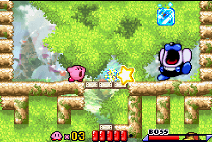 Kirby: Nightmare in Dreamland gameplay for Game Boy Advance game only featuring classic side-scrolling platformer action and colorful Kirby gameplay 