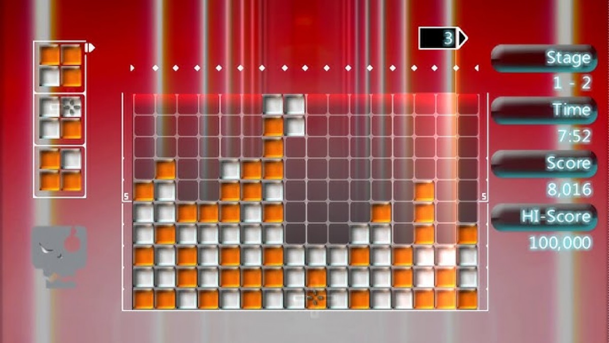 Retro Lumines II PlayStation Portable inspired design featuring music driven puzzle gameplay aesthetic vintage PSP neon visual effects rhythm based block matching electronic soundtrack immersive handheld gaming nostalgia stylish arcade puzzle presentation gameplay 