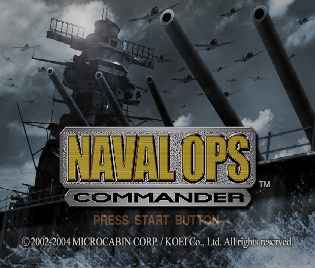 Naval Ops: Commander – PlayStation 2 (PS2) naval strategy simulation video game title screen