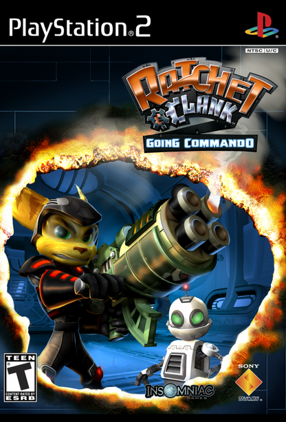 Ratchet and Clank Going Commando PlayStation 2 retro video game action platformer cover art (2003)