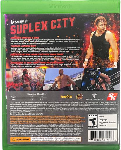WWE 2K17 Xbox One for retro video game enthusiasts featuring professional wrestling gameplay authentic WWE Superstars realistic ring action career mode creation tools competitive multiplayer matches and collectible gaming appeal back art 