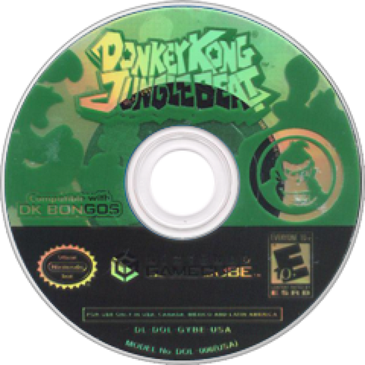 Donkey Kong Jungle Beat disc art for  GameCube (GC) game featuring rhythm-based platforming action using bongo controller gameplay