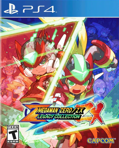 Mega Man Zero/ZX Legacy Collection – PlayStation 4 (PS4) video game cover art, action platformer game