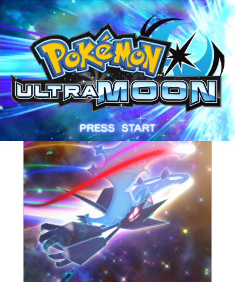 Pokemon: Ultra Moon title screen for Nintendo 3DS (3DS) Pokemon adventure video game