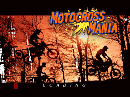 Motocross Mania title card for PlayStation 1 (PS1) retro racing video game