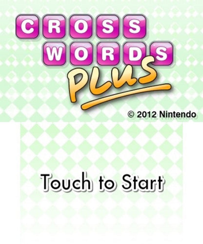 Crosswords Plus start screen for Nintendo 3DS (3DS) puzzle word video game