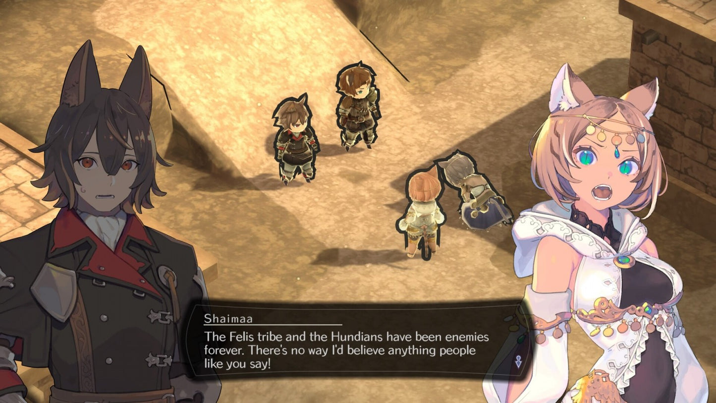 Cross Tails [Import] for PlayStation 5 (PS5) at Gamers INC, featuring a deep tactical RPG experience with a classic quarter-view perspective, where you command customizable units in a story-driven conflict between the feline Kingdom of Ranverfurt and the canine Republic of Hinkula gameplay screenshot