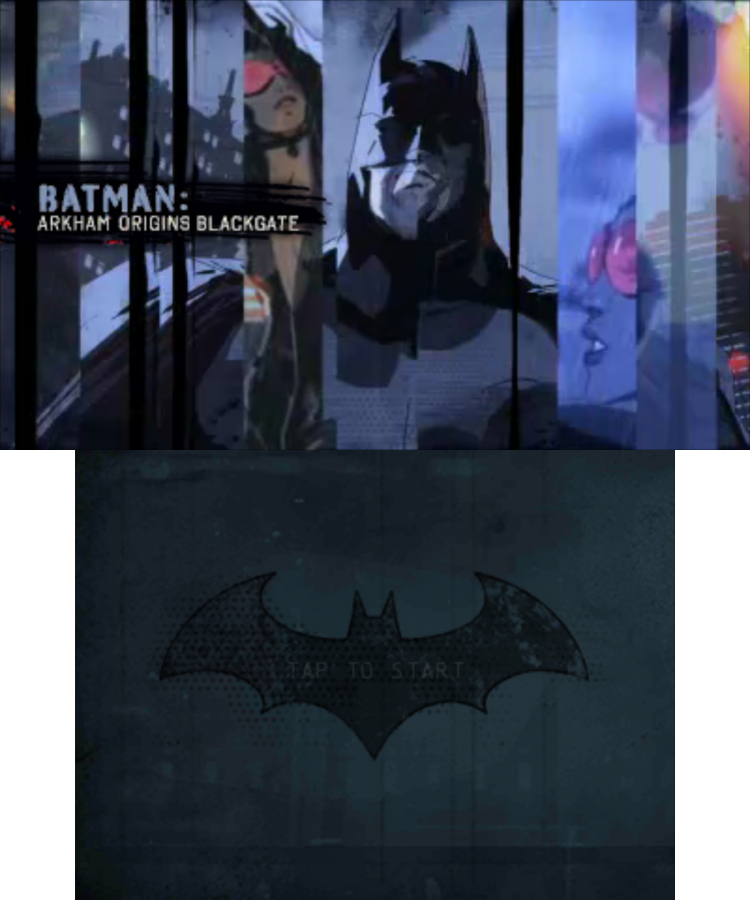 Batman: Arkham Origins Blackgate start screen for Nintendo 3DS (3DS) action adventure video game