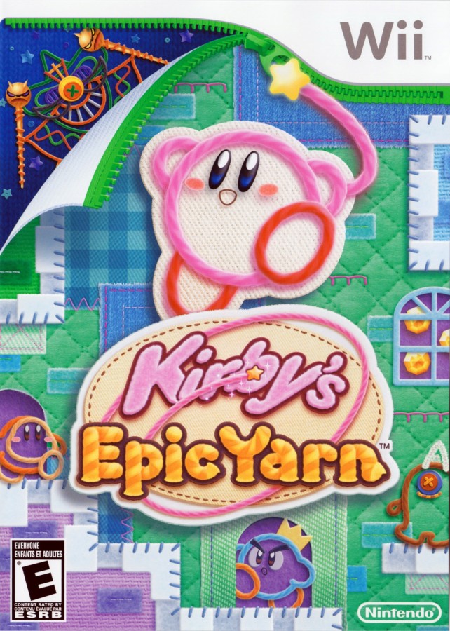 Kirby’s Epic Yarn – Nintendo Wii (Wii) platformer adventure video game cover art