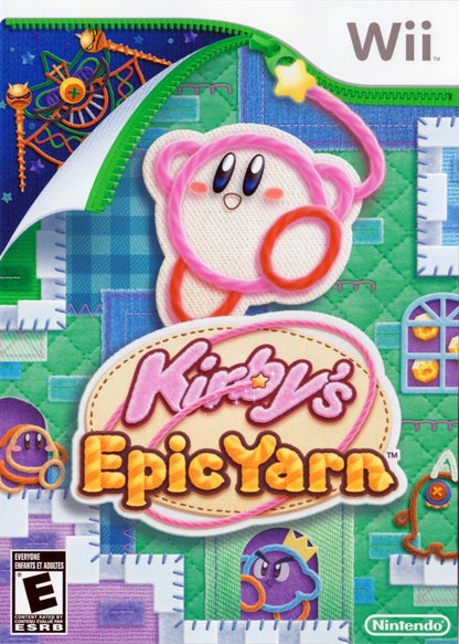 Kirby’s Epic Yarn – Nintendo Wii (Wii) platformer adventure video game cover art