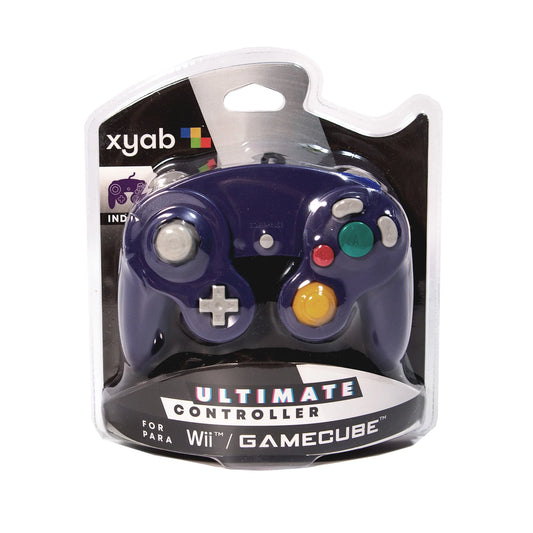 XYAB brand indigo Nintendo GameCube wired controller retro gaming accessory