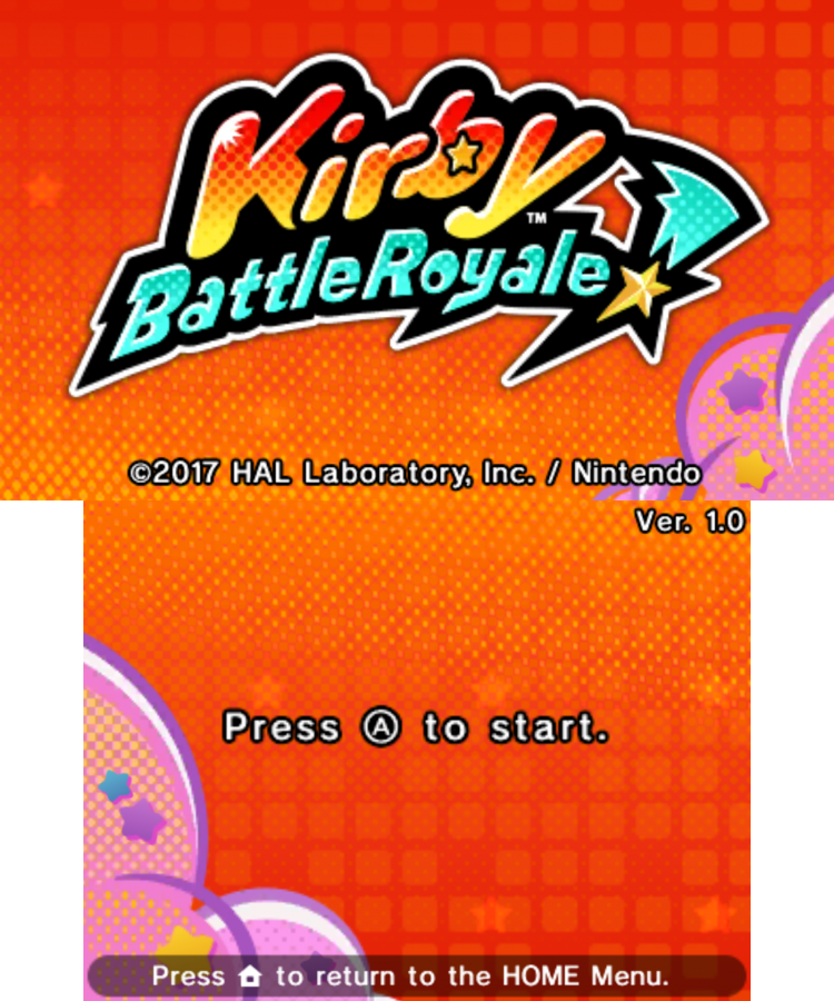 Kirby Battle Royale Nintendo 3DS 3DS for video game enthusiasts featuring multiplayer arena combat fast paced Kirby action multiple game modes copy abilities colorful stages competitive battles and collectible gaming appeal title screen
