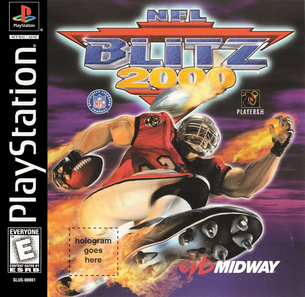 NFL Blitz 2000 game for the PlayStation featuring arcade style football gameplay with fast paced matches exaggerated hits simplified rules and multiplayer competition based on the Midway Blitz series cover