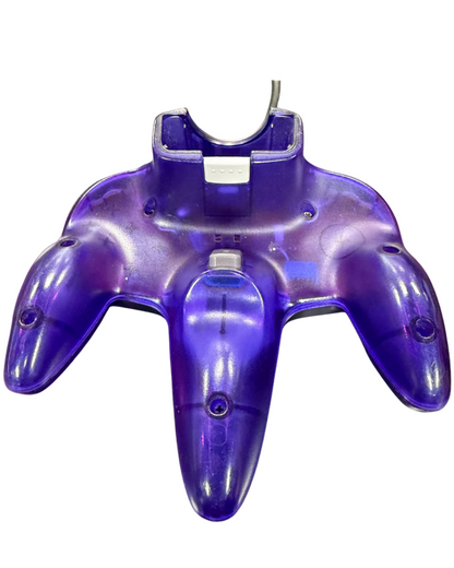 Back view of official grape Nintendo 64 controller wired gaming accessory