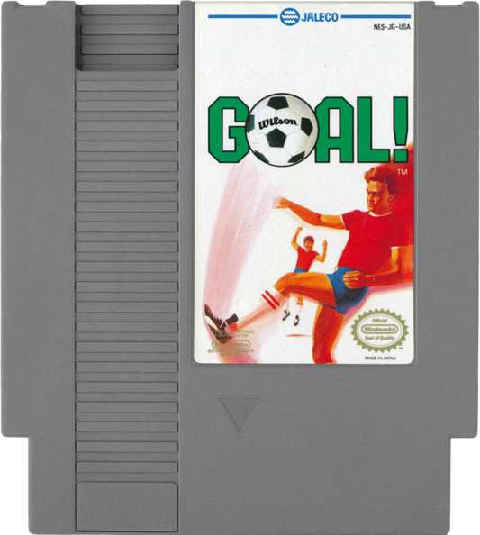 Goal! cartridge for the Nintendo Entertainment System featuring 8 bit soccer gameplay with international teams fast paced matches and arcade style sports action cartridge