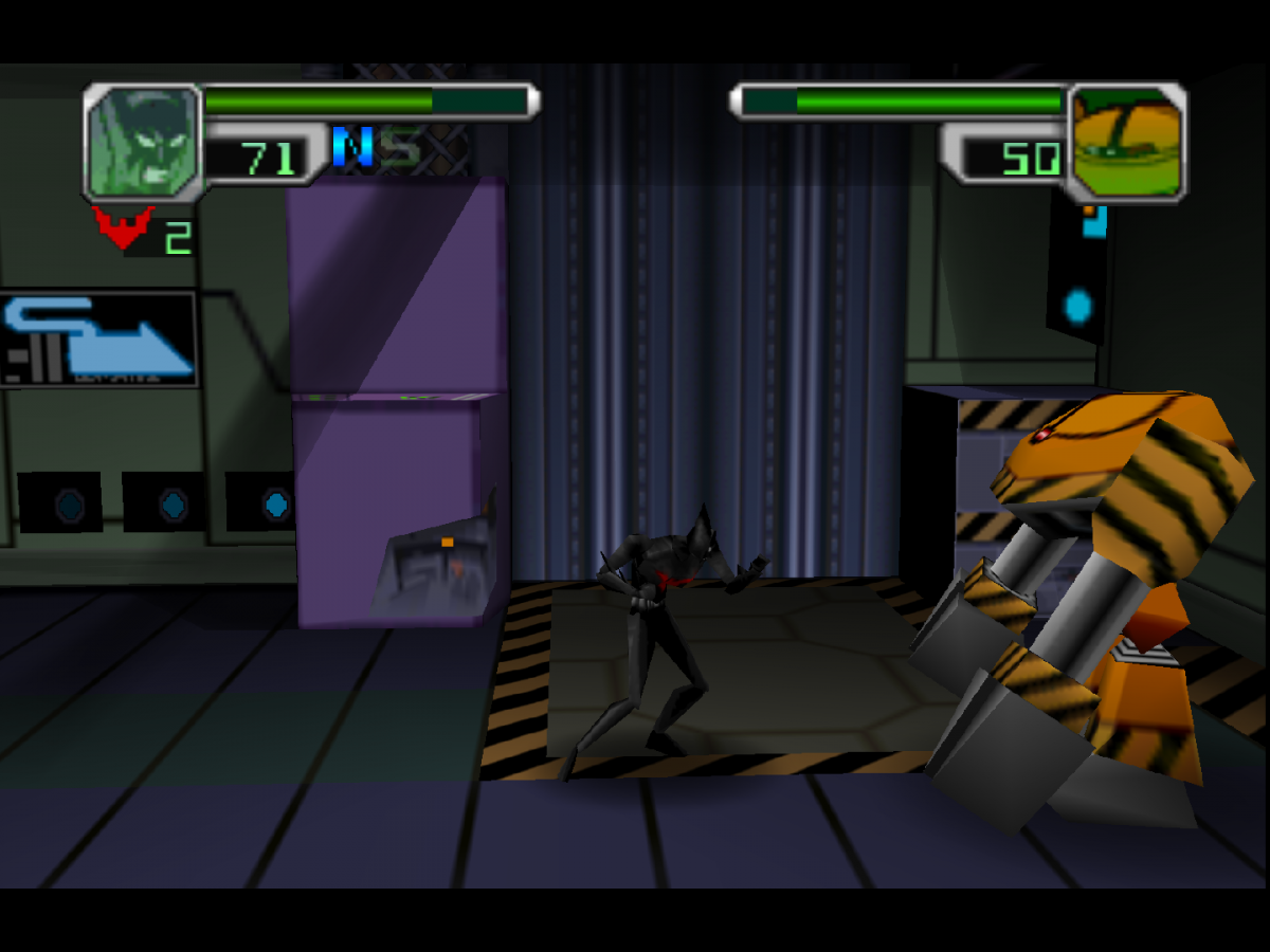 Batman Beyond Return of the Joker cartridge for the Nintendo 64 featuring action beat em up gameplay with side scrolling combat as Batman battles Joker and enemies across futuristic Gotham City gameplay